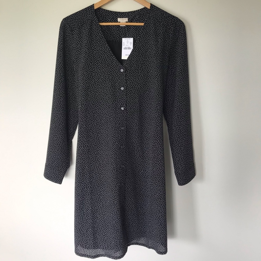 J. Crew NWT Black & white polka dot dress Small